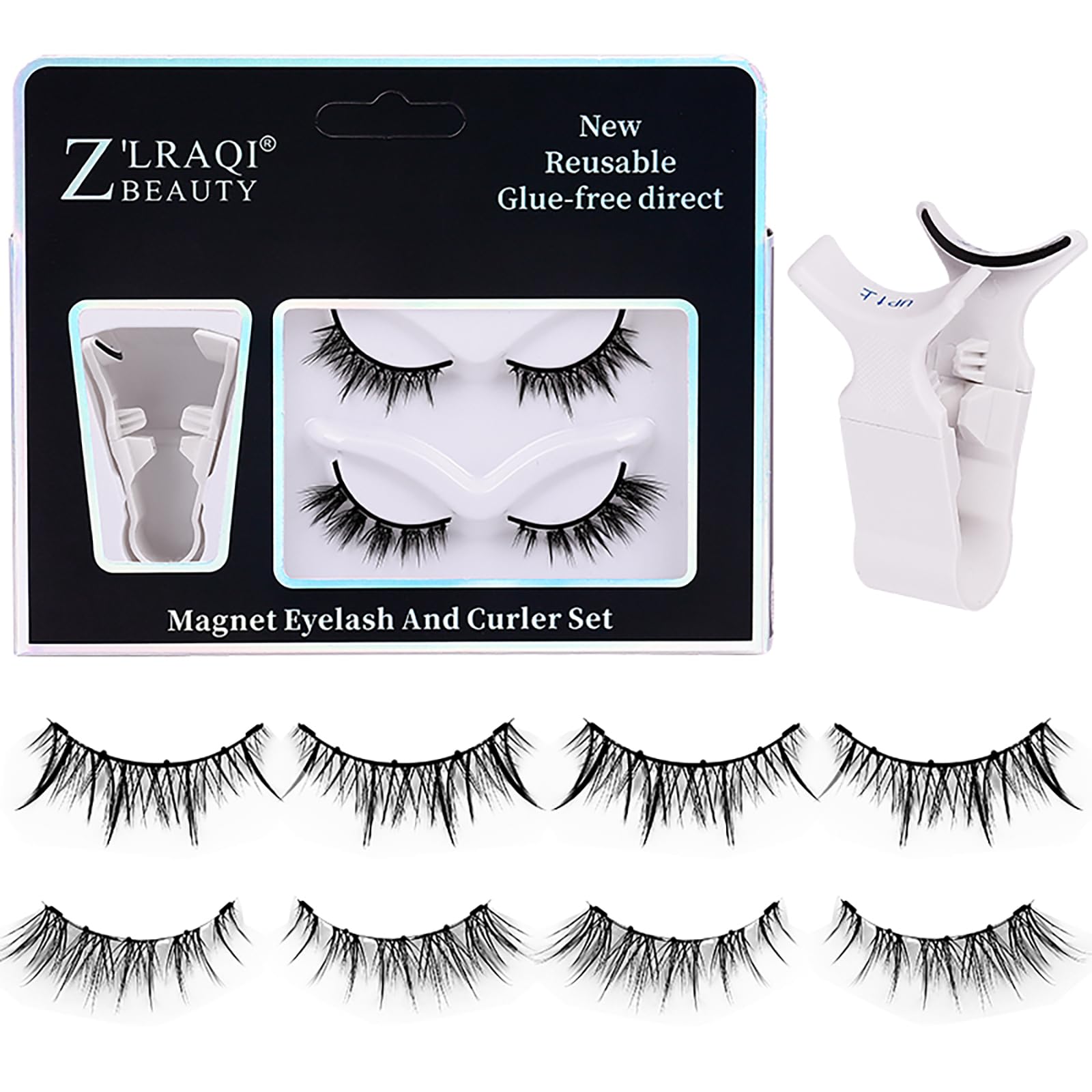 Photo 1 of Magnetic Eyelashes Natural Look 2-Pair Set with Applicator | Reusable No Glue False Lashes Kit, Lightweight Hypoallergenic Magnetic Eyelashes for Daily Use & Easy Removal