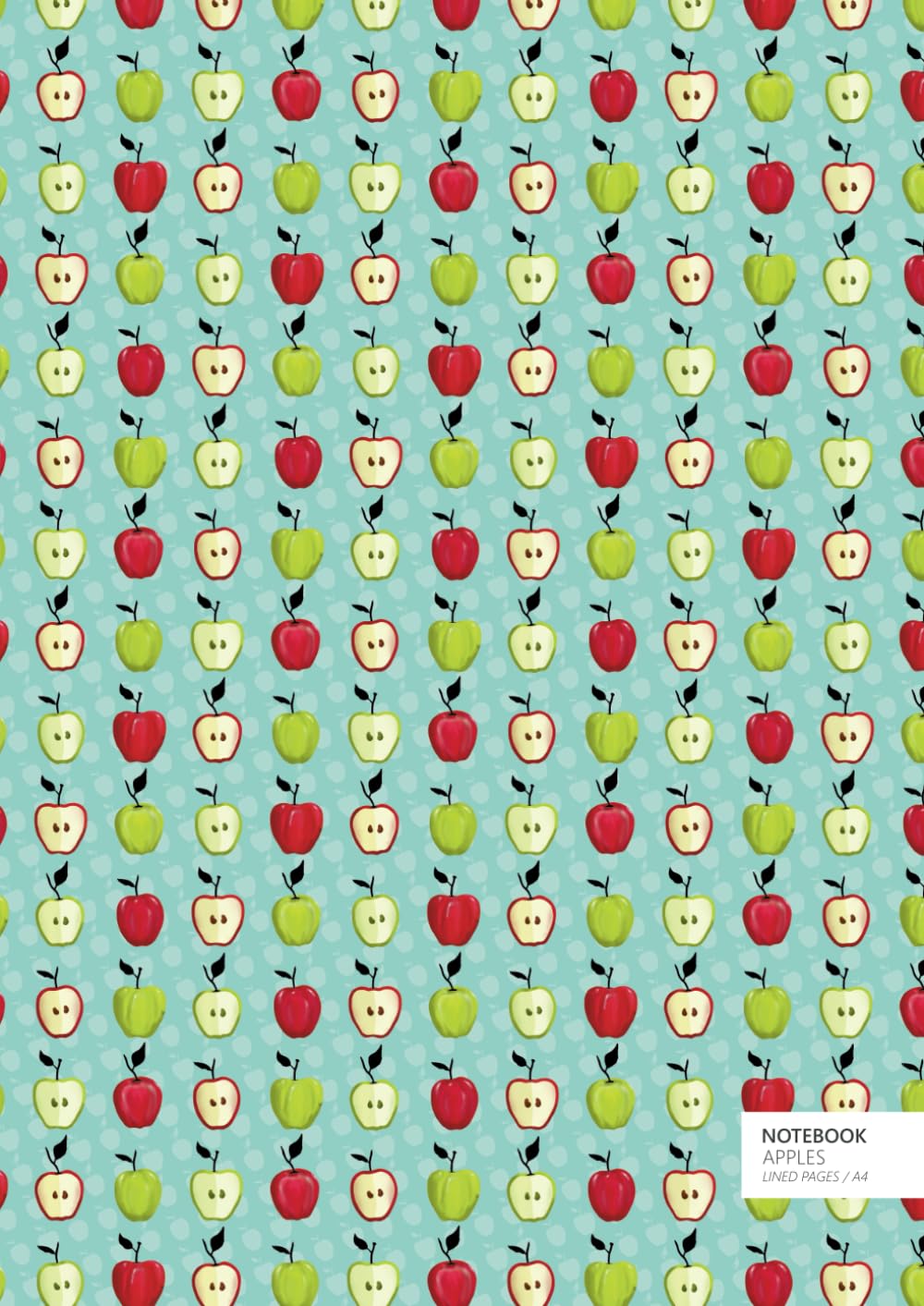 Apples Notebook - A4: (Pastel Turquoise Edition) Fun notebook 192 lined pages (A4 / 8.27x11.69 inches / 21x29.7cm)
