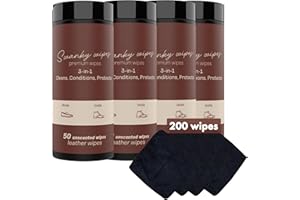 SWANKY WIPES Swanky Leather Wipes - Leather Cleaner and Conditioner for Purses, Shoes, Furniture Polish & Car Seats, Prevents Fading & Cracking, Restores Softness & Shine - Canister, 200 Count