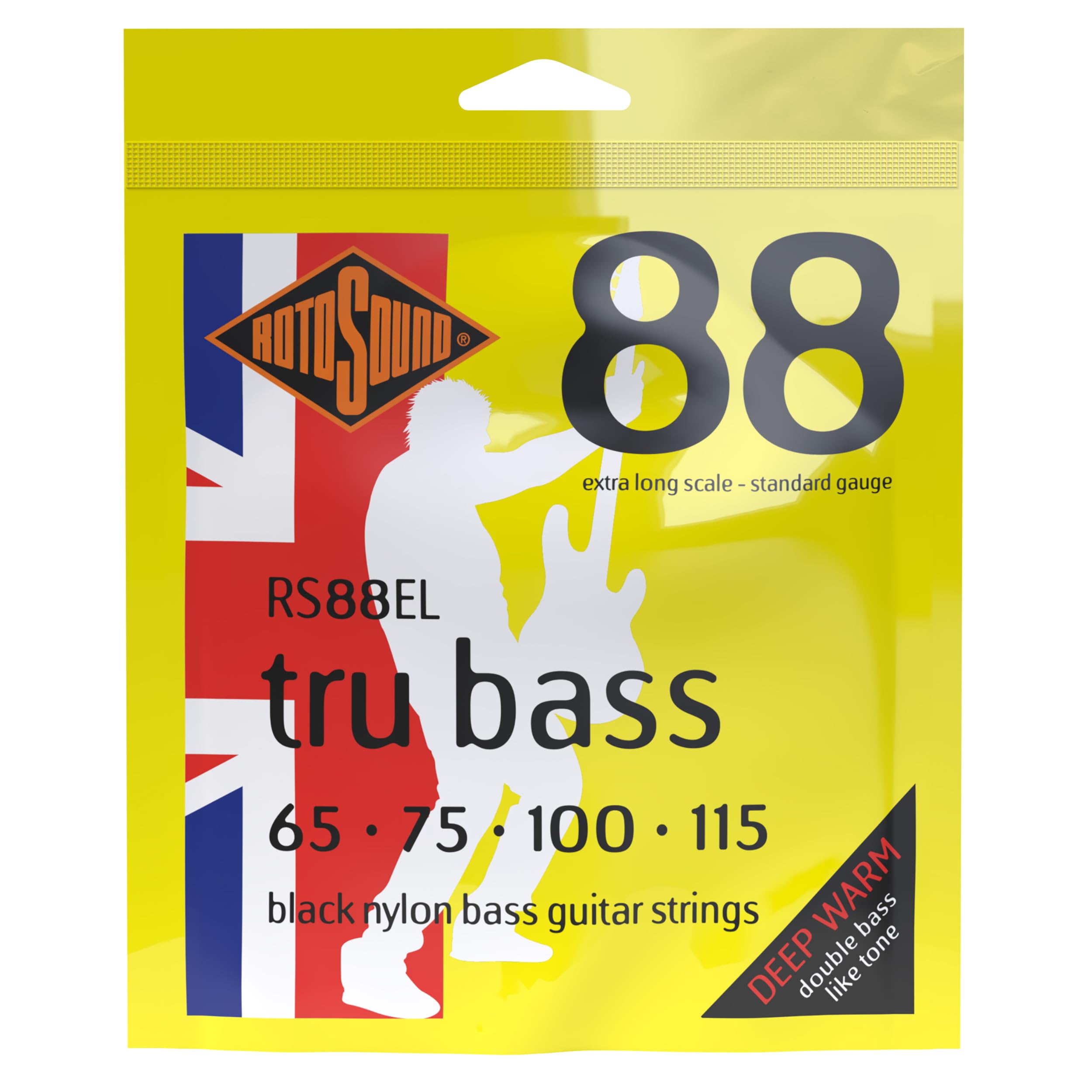 Rotosound Strings for Electric Bass TRU BASS NYLON FLATWOUND 4-str. RS88EL NYLON FW XLONG SCALE Standard 65-115,White Black Red Blue,Small Medium Large X-Large 2X-Large