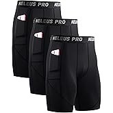 NELEUS Men's 3 Pack Running Compression Shorts with Pockets
