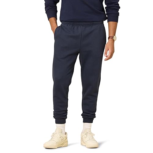 Amazon Essentials Men's Relaxed Joggers Sweatpants, Fleece, Comfortable Fit, Navy, X-Small