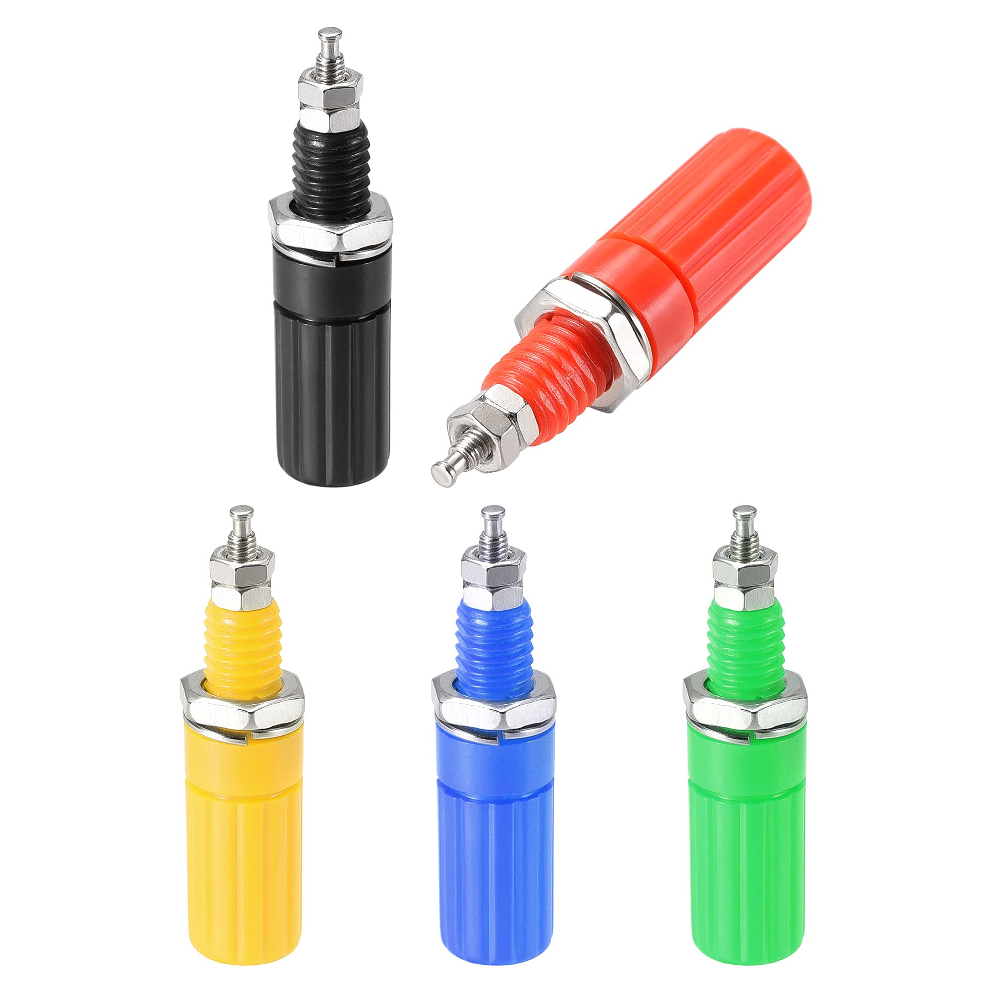 sourcing map 20 Pcs Audio Terminal Connector Binding Post 4mm Banana Jack Panel Mount 5 Colors