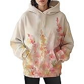 Spatofa Flower Graphic Hoodies for Women Casual Floral Printed Fleece Oversized Hooded Sweatshirt Trendy Y2K Pullover Tops