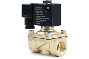 U.S. Solid 3/4" Brass Solenoid Valve - 24V DC, Normally Closed, 145 PSI Electric Valve for Water, Air, Diesel