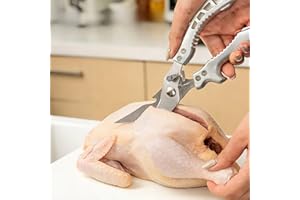 Multi-Purpose Carbon Steel Kitchen Shears | Ergonomic Handle, Ambidextrous Design, Ideal for Trimming Chicken, Fish, and Meat