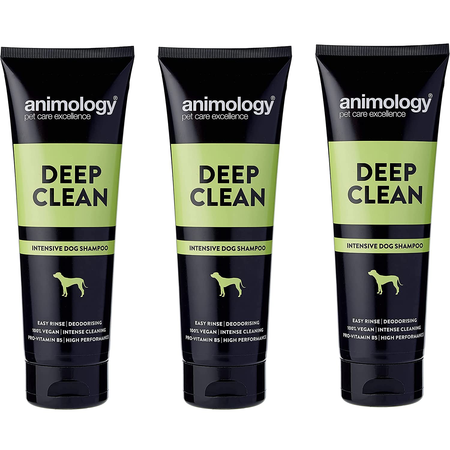 Animology Deep Clean Dog Shampoo | High Performance Deodorising Shampoo for Dogs | With Pro-Vitamin B5 | Intense Cleaning and Easy Rinse Formulation | 250 ml Pack of 3