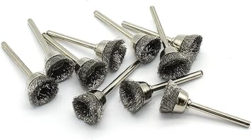Temo 10 Pc Stainless Steel Bristle 1 2 Inch 13 Mm Cup Wire Brush 1 8 Inch 3 Mm Shank For Dremel And Compatible Rotary Tools Power Drill Accessories Amazon Com