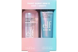 e.l.f. Skin Thirst Burst Dew-O, Travel-Sized Skincare Set, Exfoliating Facial Toner & Hydrating Serum Drops, Gives Skin A Dewy, Bouncy Glow, Vegan & Cruelty-Free