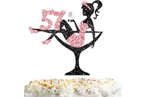 LISIMY Sitting Girl Cake Topper Picks for Girl Lady 57th Birthday Makeup Spa Theme Party Decoration Supplies 57 Silhouette High Heeled Girl Cake Decor Rose Gold Glitter