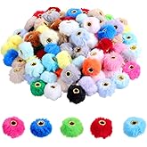 100 PCS Pom Pom Beads, Mixed Color Soft Puff Beads for Pens, Fuzzy Spacers for Beaded Pens, Faux Fur Pom for Bracelet Beaded Pen Jewelry Key Chain DIY Crafts Gifts Accessories(Random Mixed Color)