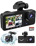 3 Channel Dash Cam Front and Rear Inside,4K Full