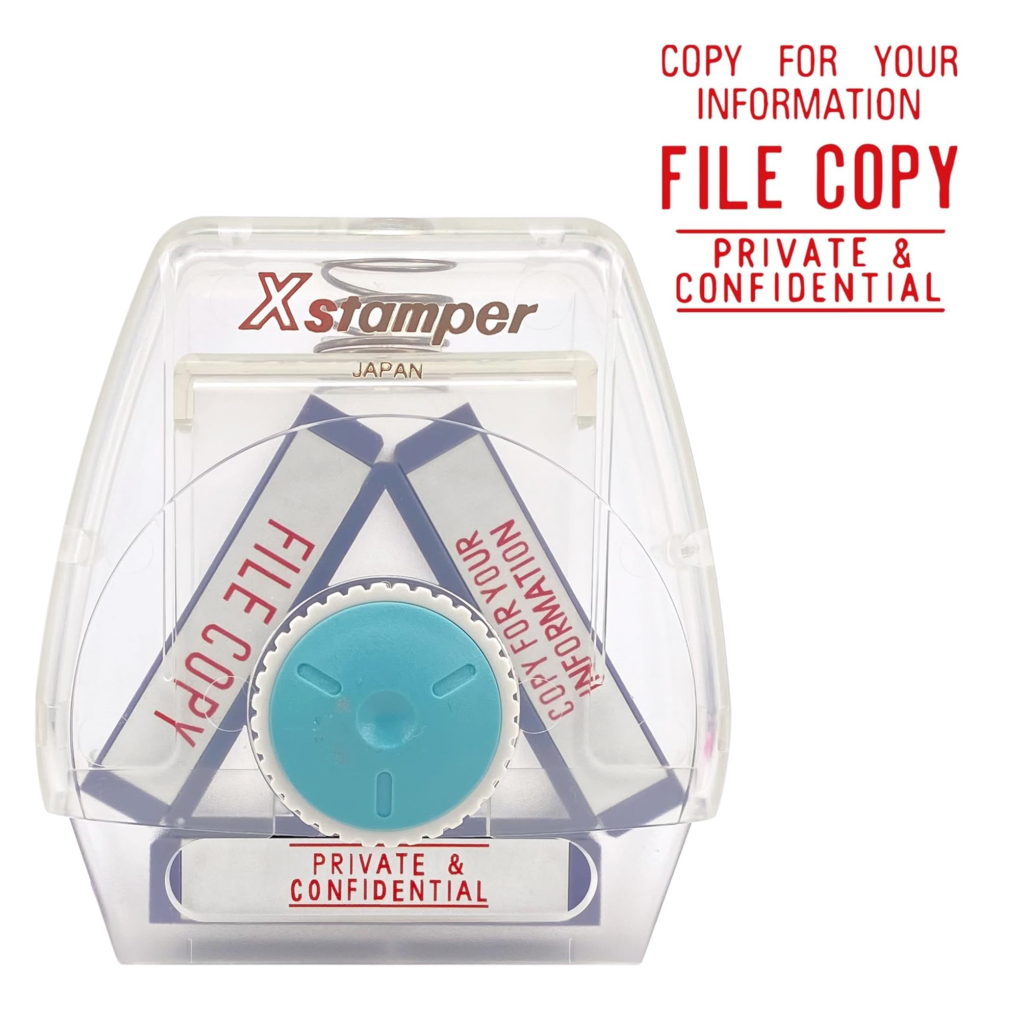 Xstamper 3-in-1 Ink Stamp, Copy for Your Information/File Copy/Private & Confidential (Impression Size: 13 x 42mm). Pre-Inked Stamper for Office Use - Genuine Xstamper Self Inking Stamps โ image 1