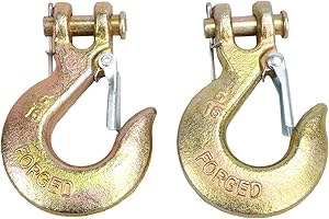 TBAPFS 2 Pack 5/16" Inch Clevis Grab Hooks G70 Steel Chain Slip Hook with Safety Latch 14000 Lbs Capacity Working with Towing and Chain