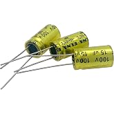 Cermant 10pcs 100V 15uF Non-Polarized Electrolytic Capacitors, 10x17mm | NP audio capacitor, for tweeter speaker, audio crossover frequency divider