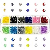 Gocelyn 1200pcs 2mm Crystal Bicone Glass Seed Beads, 12-Grid Plated AB Color Faceted Loose Beads for Jewelry Making DIY Bracelet Necklace Findings Earrings Accessories