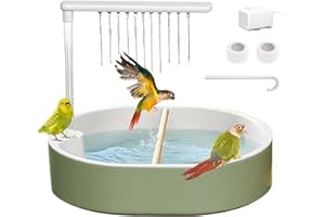 DINTSTYLE Parrot Bathtub, Large Bird Shower Fountain, Automatic Bird Bath, Parrot Bath Shower, Automatic Parrot Bathtub with Circulating Faucet, Indoor Fountain Bathtub with USB Pump, Green X