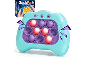 AOTIBO Fast Push Machine Light Up Fidget Toys for Kids Adults, Handheld Game for Kids 3-12, Quick Push Bubble Stress Toy, Sensory Toys Travel Games, Xmas Birthday Gifts for Boys Girls (Blue - Purple)