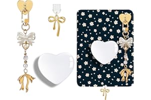 AIERSA Cute Charms Set for Kindle,Including Dust Plug Charm Type C/USB C,Heart Grip Holder, Keychains with Hook for Kindle Accessories,Compatible for Kindle Paperwhite 11th 12th Generation-White