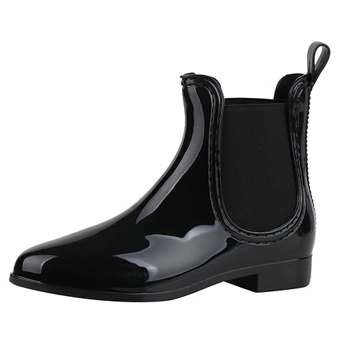 Japado Regenschuhe Damen Gummistiefel mit Block Absatz Chelsea Boots Gr. 36-41