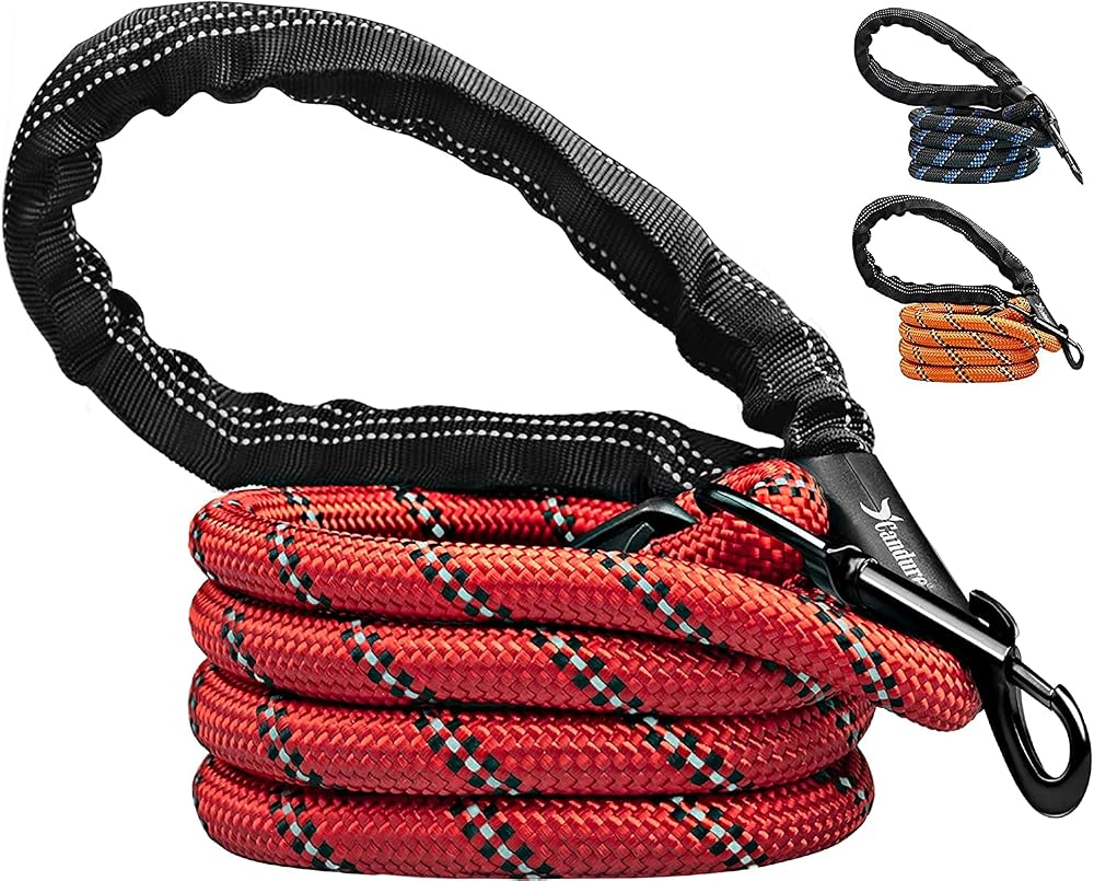 Candure Dog Lead with Soft Padded Handle 5 Ft Reflective Red