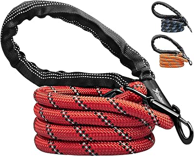 Candure Dog Lead with Soft Padded Handle 5 Ft Reflective Red