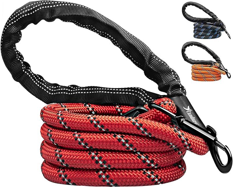Candure Dog Lead with Soft Padded Handle 5 Ft Reflective Red