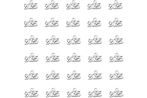 Ruwado 50 Pcs 2024 Charms Silver Year Signet Bulk Antique Number Pendants for Jewelry Making Finding Craft Accessories Necklace Bracelets Keychain DIY Project Christmas Décor