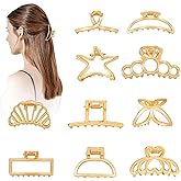 CWJCYTNSN Small Gold Hair Clips, 10Pcs Metal Hair Claw Clips for Women Thick Thin Hair, Non-Slip Hair Clips for Women and Girls, Strong Hold Hair Accessories