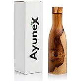 AyuneX Wooden Copper Water Bottle 17oz - Handmade Ayurvedic 100% Pure Copper Water Bottle with Unique Natural Wooden Finish BPA-Free Leak-Proof Sports Water Bottle for Gym, Yoga, Office & Travel