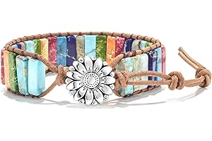 sedmart 7 Chakra Bracelets for Women with Real Stones Leather Wrap Healing Bead Bracelet Women Men Boho Friendship Jewelry