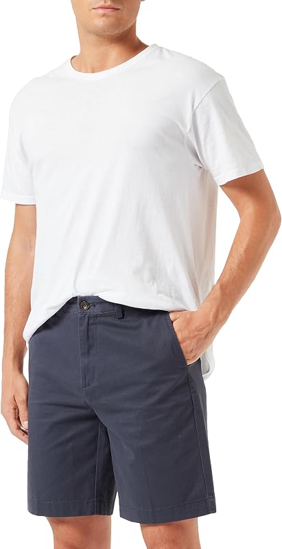 Pantaloncini Chino Vestibilità Aderente, 23cm Uomo, Blu Marino Scuro, 36W