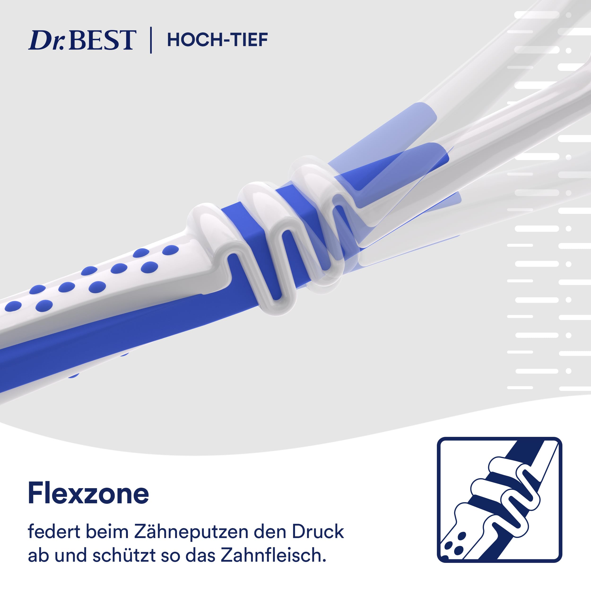 Dr.BEST Hoch-Tief Zahnbürste, Mittel, Vorteilspack (2 Stk. + 1 Stk. Gratis) 6