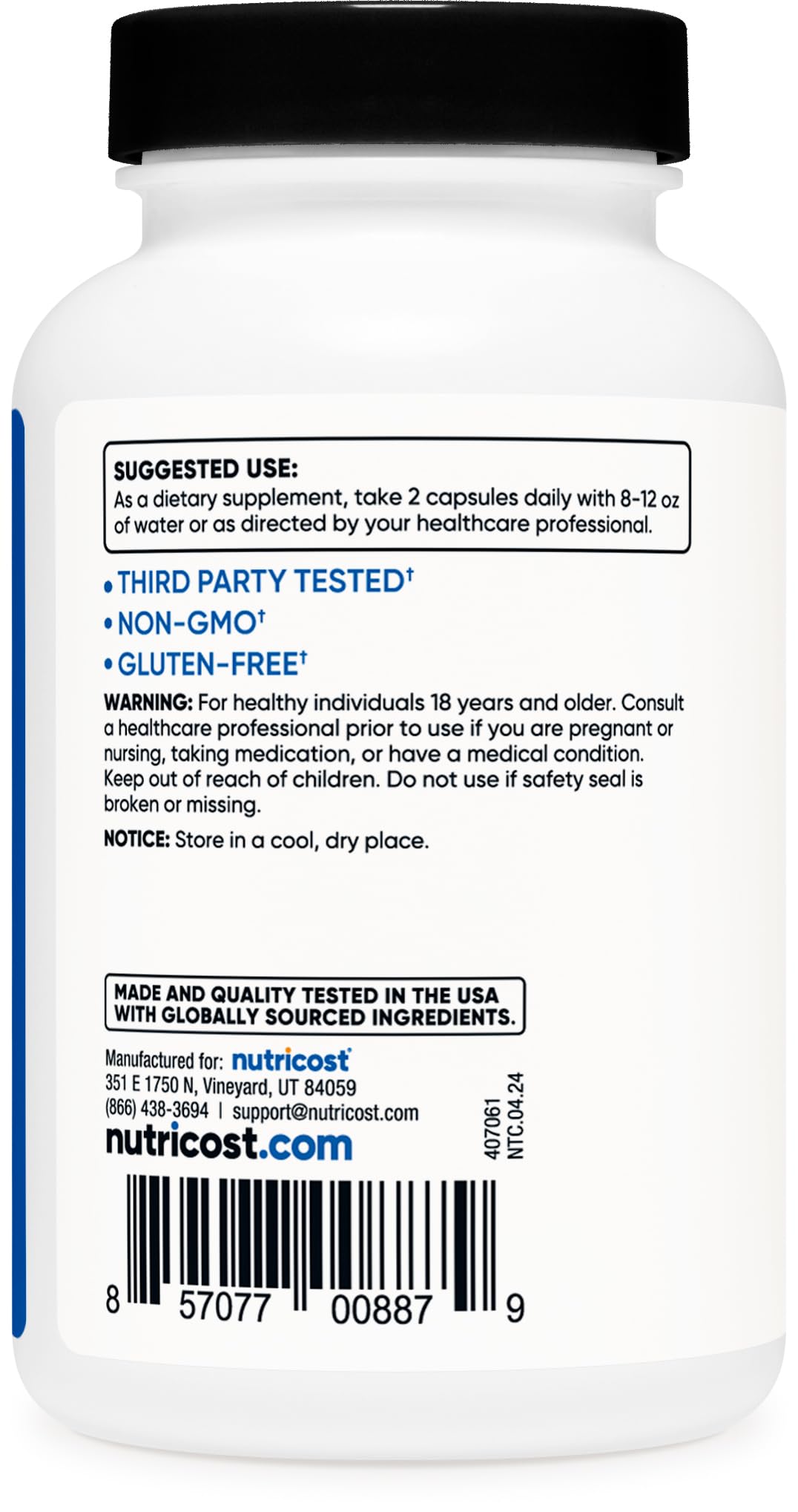 Nutricost HMB (Beta-Hydroxy Beta-Methylbutyrate) 1000mg (120 Capsules) - 500mg Per Capsule, 60 Servings - Gluten Free and Non-GMO