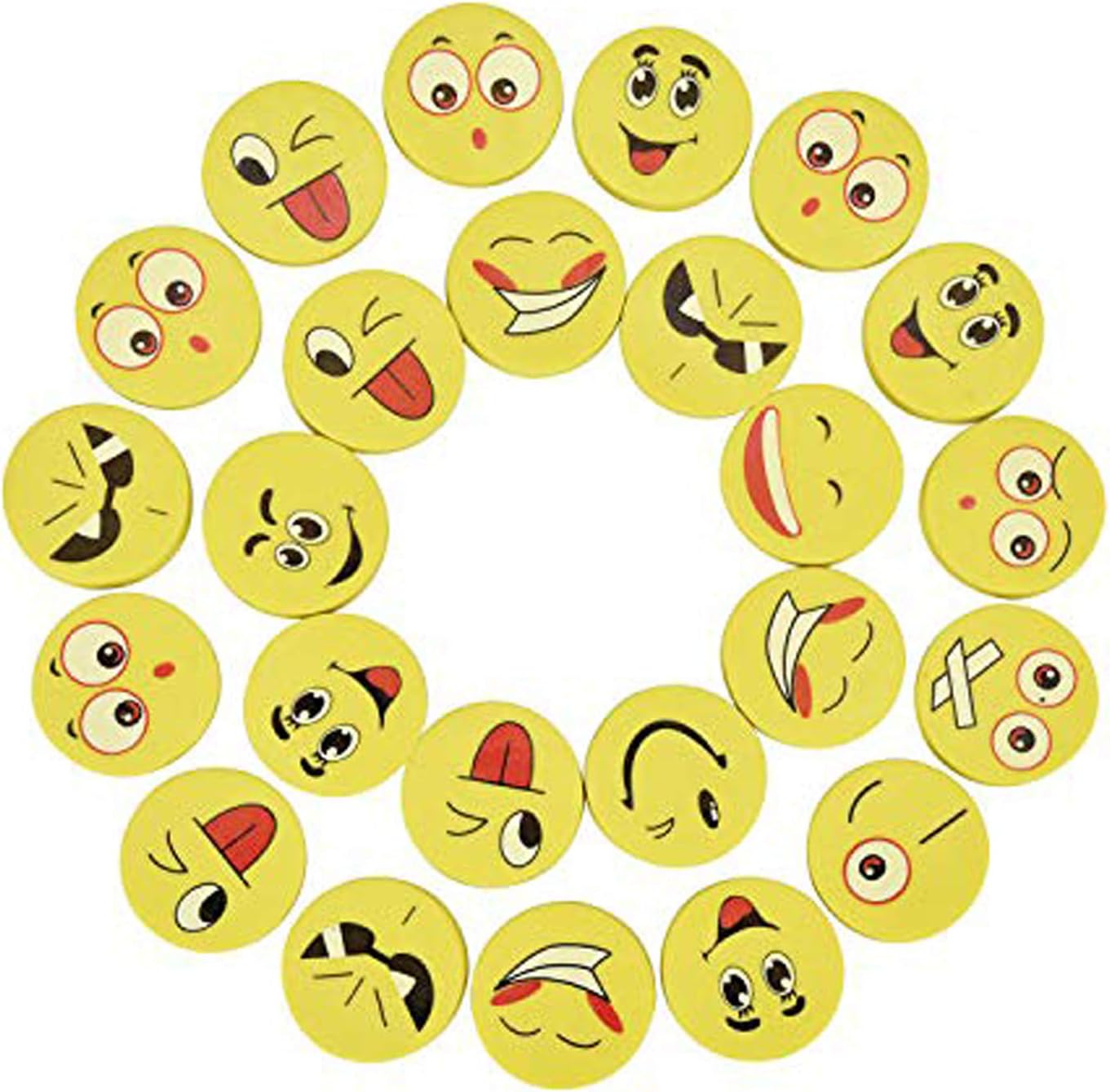 Willingood24 Pieces Emoji Smiley Eraser Set for Kids as a Birthday Present and Colorful Funny Eraser, Smiley Toys and Various Motifs