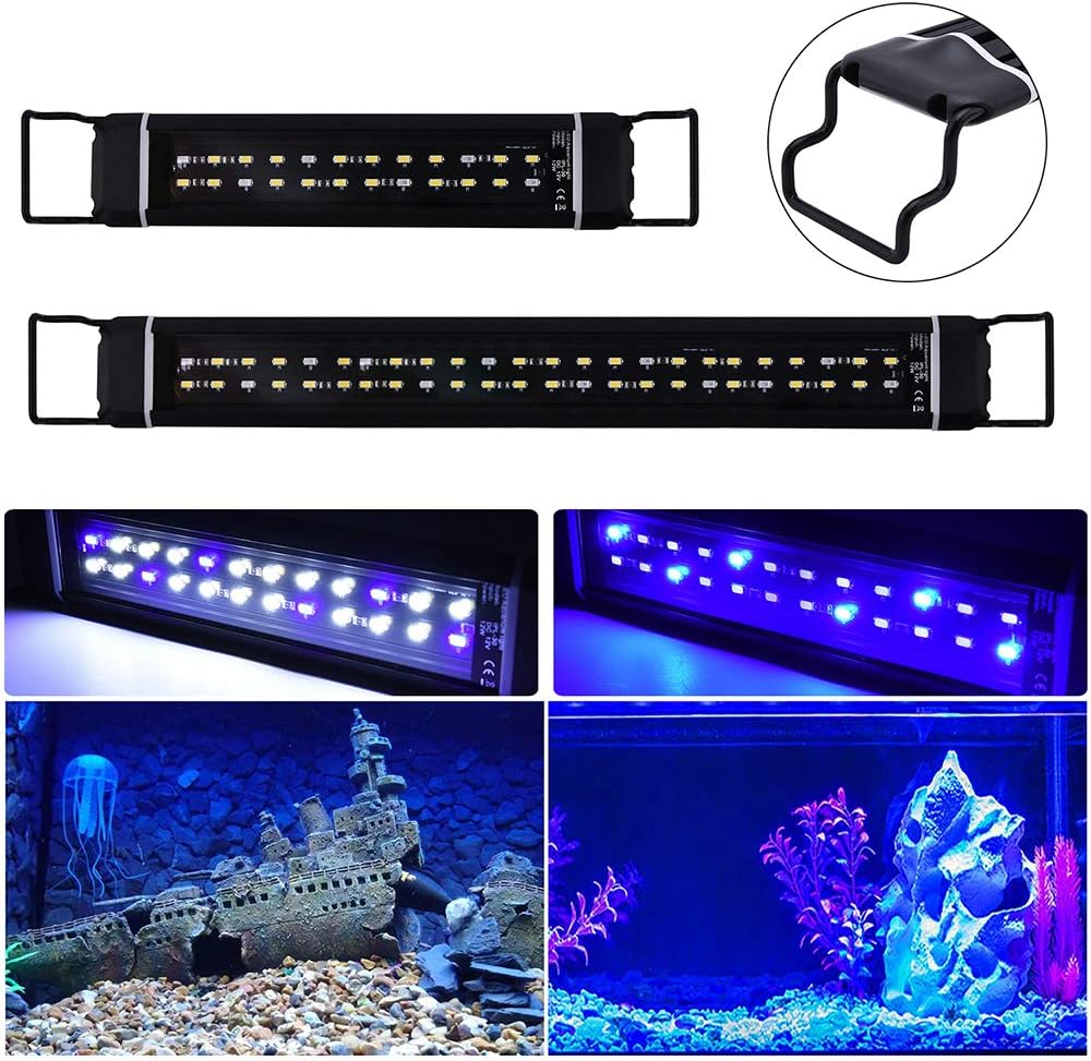 ANDUCKUK Aquarium Light LED, Extendable Brankets Super Bright Cool White+Blue Fish Tank Light - 48 LEDs