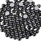 beadsland Flat Back Crystal Rhinestones Round Gems, Black (4.6-4.8mm) SS20/1440pcs