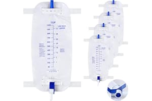 Geiserailie 5 Pack 1000ml Leg Bag Urinary Drainage Bag with Anti Reflux Valve, 33.8oz Large Capacity Urine Leg Catheter with Cloth Straps, Easy Flip Drain, Urinary Catheter for Men, Women