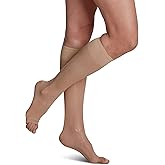SIGVARIS Women's Sheer Fashion Open Toe Calf Height - 15-20mmHg Weight Compression Hose - Lightweight & Breathable in Soft Stretch Fabric for Comfortable Everyday Wear