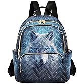 ALAZA Mini Backpack for Women, Blue Wolf Travel Backpack Purse for Ladies, Small Bookbag Daypack Shoulder Bag S