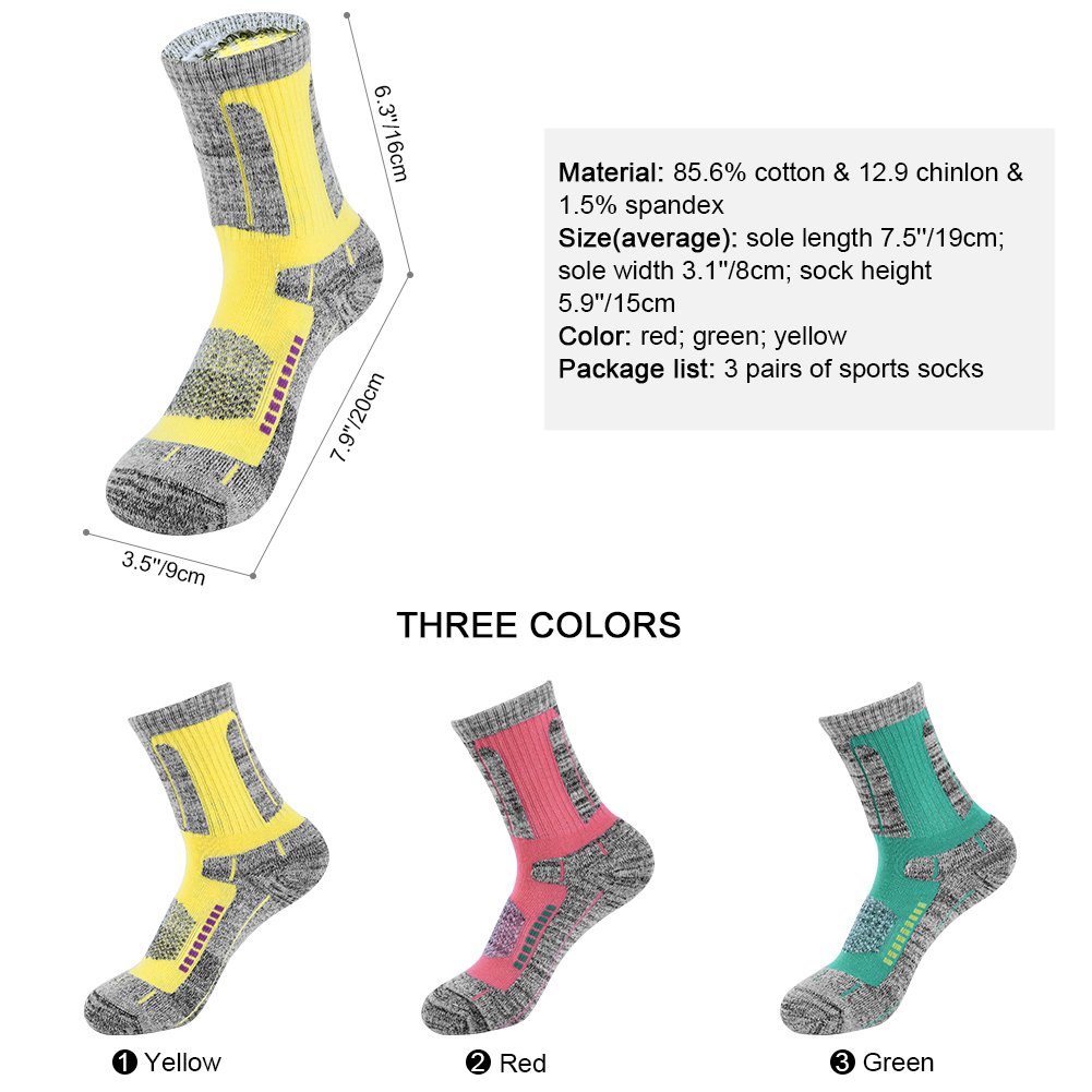 Men Outdoor Sports Hiking Socks Winter Thick Cotton Crew Socks for Cold Weather 3 Pack
