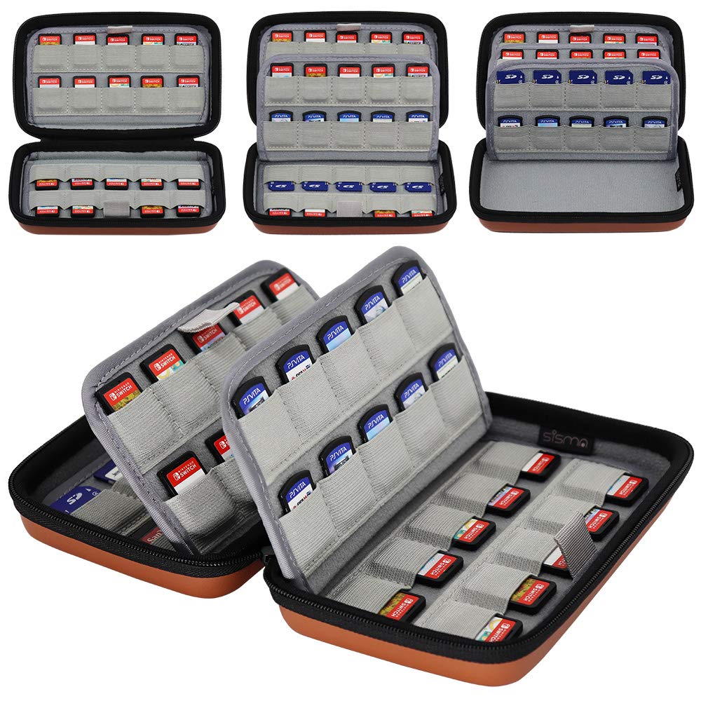 Sisma 80 Game Cartridge Holders Storage Case for Organizing Nintendo Switch Sony Ps Vita Games and SD Memory Cards - Brown SVG190401GC: Video Games