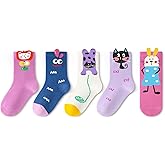 HUMAN FEELINGS Kids Girls Cotton Cute Socks Low Cut Crew Ankle No Toe Seam Pack of 5