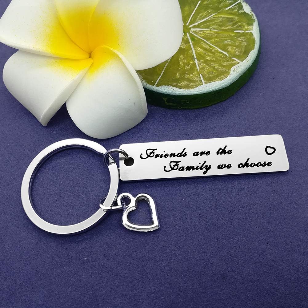 Huwujiu Best Friend Keyring Friendship Keyring Friends are The Family We Choose Keyring Best Friend Gift Friendship Gift Christmas Birthday Gift for Friends - Image 3
