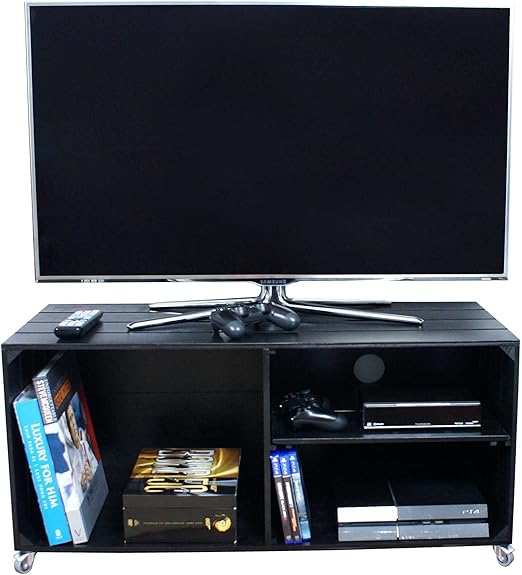 Lize Line Tv Tisch Fernsehtisch Fernsehschrank Tv Mobel Tv Element Tv Regal Tv Lowboard Tv Board Tv Rack Mit 3 Fachern Und Rollen Massivholz 90 X 42 X 40 Cm Schwarz Umweltfreundlich Amazon De Kuche Haushalt