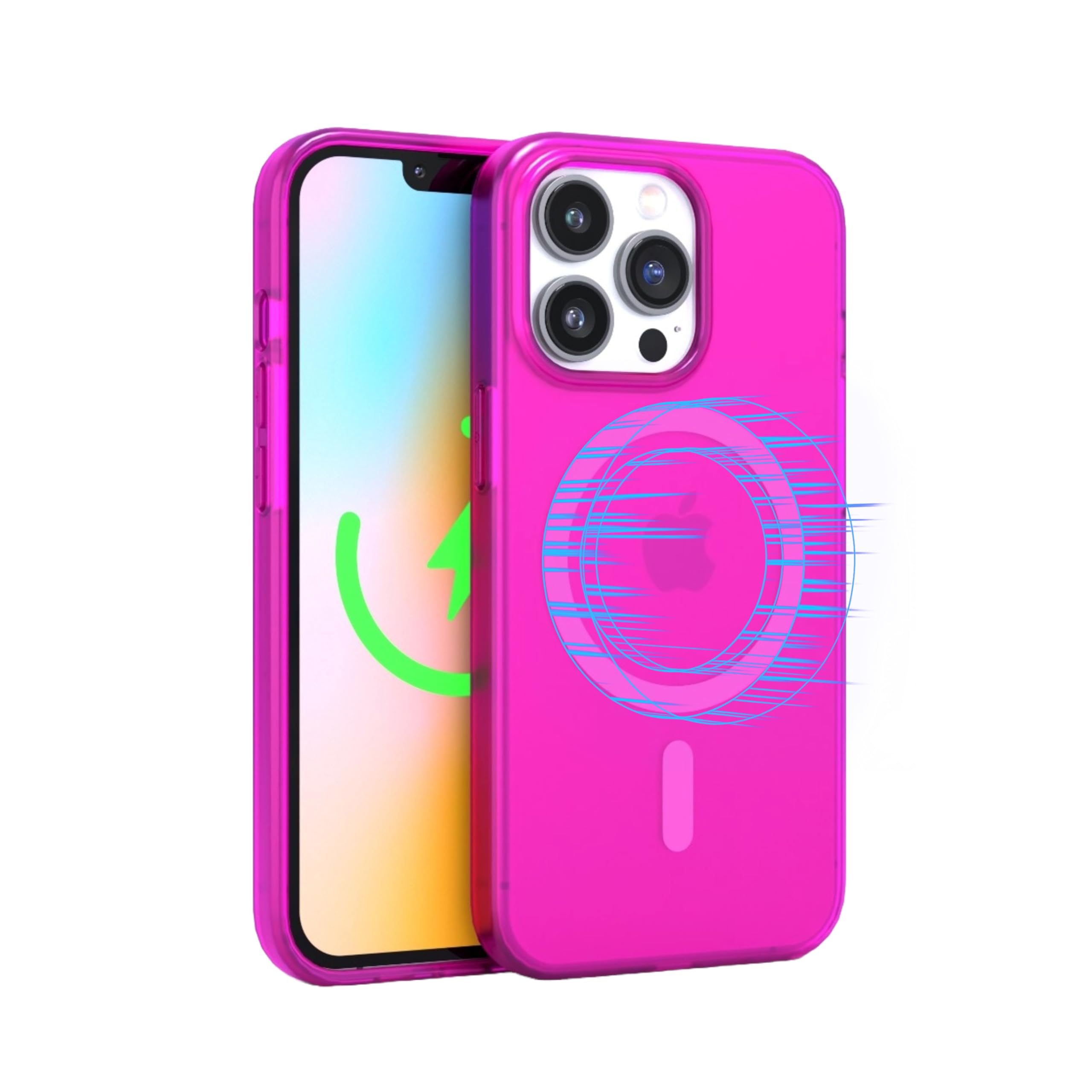 FELONY CASE - Neon Pink Crystal Clear Phone Cover for iPhone 14 Pro Max, Compatible with MagSafe - 360° Shockproof Protective Cases Designed for Apple iPhone 14 Pro Max — image 1