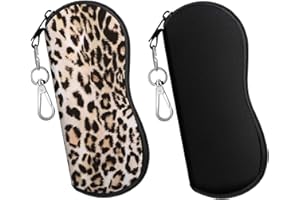 MoKo Sunglasses Soft Case 2 Pack, Ultra Light Portable Neoprene Zipper Glasses Case, Eyeglass Safety Pouch Box with Belt Clip
