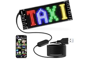 RAYHOME LED Sign for Car, 7''x3''Flexible LED Matrix Panel USB 5V Bluetooth Application Control DIY Programmable Scrolling Sign for Car Party Wedding Festival