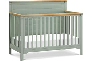 daVinci Shea 4-in-1 Baby Crib Convertible to Toddler Bed, Daybed, Full-Size Bed - FSC, GREENGUARD Gold Certified Wood Crib, Conversion Kits Sold Separately - 4 Adjustable Heights, Light Sage and Honey