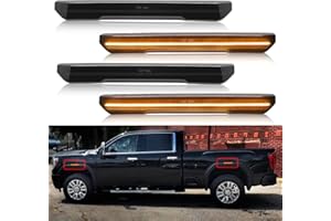 R&F Auto 4PCS Amber Smoked Lens LED Side Marker Lights Replacement for Sierra 2500HD 3500HD 2020-2024 Pickup Truck Amber Front Rear Fender Side Markers Driver Passenger Sides Lamps